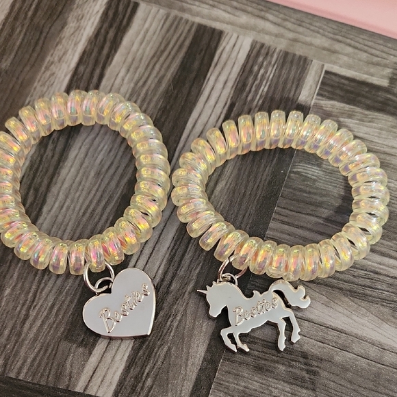 None Other - Iridescent Bestie Hair Ties with Charms